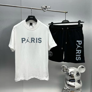 Bộ thể thao paris họa tiết hình trong psg chất liệu cotton thoáng mát-bộ quần áo hè nam nữ new 2024