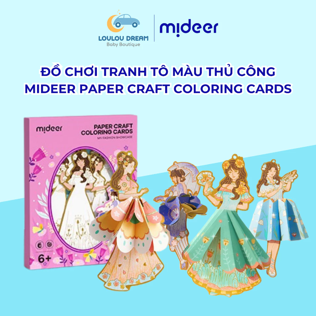 Đồ chơi tranh tô màu thủ công Mideer Paper Craft Coloring Cards