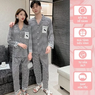 Đồ bộ ngủ Pyjama lụa tơ tay dài quần dài couple DD63