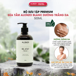 Sữa Tắm Dưỡng Trắng Da Cấp Ẩm Loại Bỏ Tế Bào Chết ALONZO Premium Blanc Chính Hãng Úc 500ml