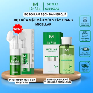 Dr Mai, combo sữa rửa mặt 100ml và dầu tẩy trang 2 tầng 200ml giúp sạch da, an toàn cho mọi loại da