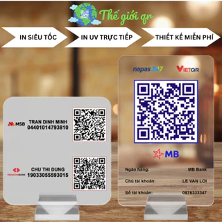 Bảng mica mã qr để bàn, in mã qr ngân hàng theo yêu cầu bằng mica bền đẹp chất lượng cao cấp, thời gian in siêu tốc