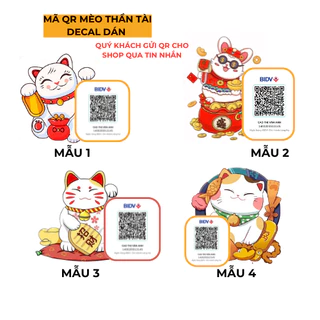 Miếng Dán Decal Mã QR Thanh Toán Hình Mèo Thần Tài