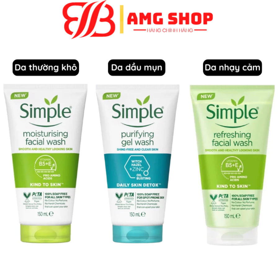 Sữa Rửa Mặt Simple lành tính và hiệu quả cho mọi loại da 150ml