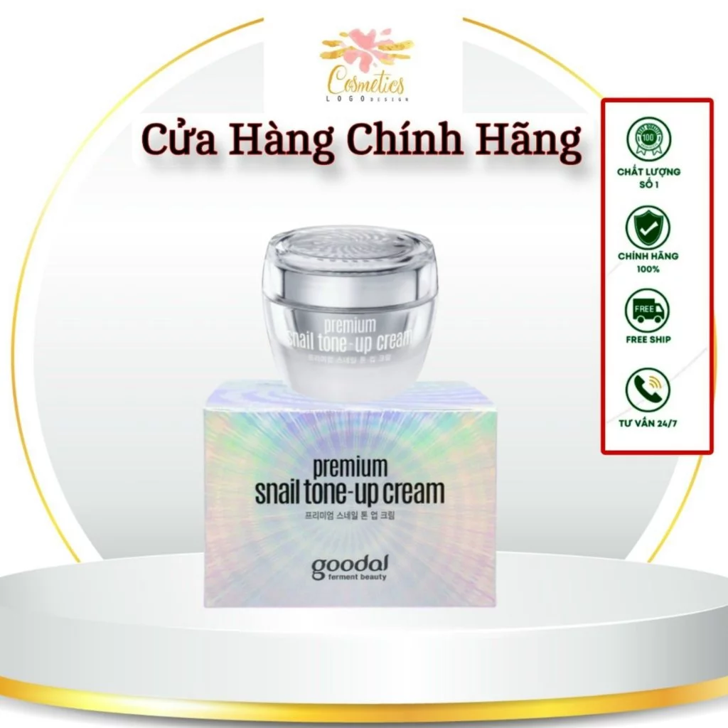 Kem Ốc Sên TONE UP Hàn Quốc GOODAL, kem Dưỡng Trắng Da Mặt Premium snail tone-up cream 50ml Hàng Chính Hãng.