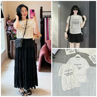 Áo thun áo phông ren dáng suông chữ made with love Bory store QCCC AP261