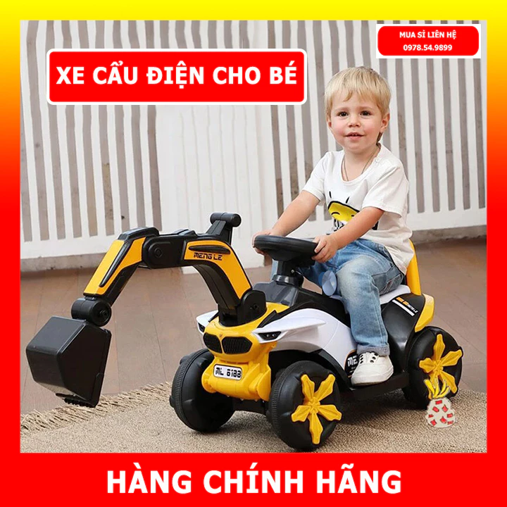 Xe cẩu điện cho bé, Xe cẩu điện đồ chơi cỡ lớn kèm nhạc và đèn cao cấp