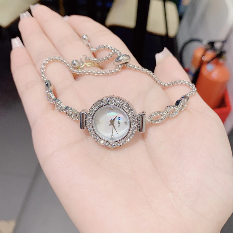Đồng Hồ Nữ Gossie Lắc Đính Đá Lụa Xinh Xắn Dây Rút Tùy Chỉnh To Nhỏ Theo Mong Muốn