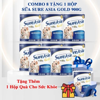 Combo 8 Hộp Tặng 1 Hộp Sữa Bột Sure Asia Gold 900g. Tặng Kèm 1 Hộp Quà Sức Khỏe