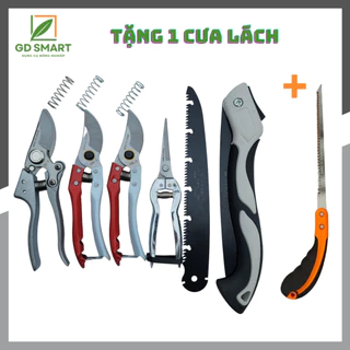 (FREESHIP) Combo Kéo Cắt Cành Tỉa Cành SK5, Tỉa Thép Trắng, Cưa Gập Cầm Tay Làm Vườn Bonsai