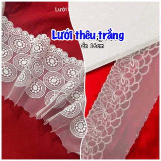 Vải ren lưới thêu hoa dùng may nội y, trang trí váy áo lưới trơn mềm mịn  9-10k/1m