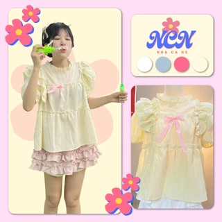 Áo Babydoll Cánh Tiên Của NHÀ CÁ NÈ Tặng phụ kiện Nơ