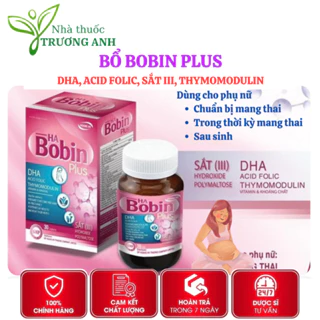 Bổ bầu Bobin Plus. Bổ sung DHA, EPA, Vitamin và Khoáng chất cho mẹ bé phát triển toàn diện. Hộp 30 viên