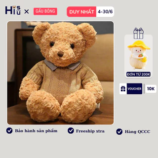 Gấu bông teddy lông xù mặc áo len, Gấu teddy size 30 -40 cm chất vỏ lông xù mềm mại  sản phẩm chính hãng đầy đủ nhãn mác