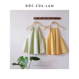 Áo yếm linen Góc của Lam cổ cột nơ nhiều màu