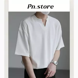 ÁO thun gân cổ chữ V ngắn tay PN.STORE from rộng dáng trẻ trung dễ phối đồ Nam Menswear Đen