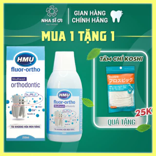 Nước súc miệng HMU Fluor Ortho 250ml cho Chỉnh Nha, Niềng Răng - Được Sáng Chế Bởi Đại Học Y