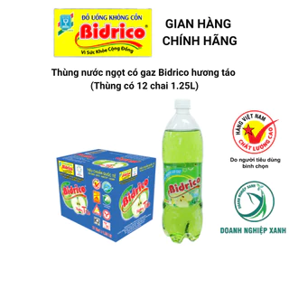 Nước Ngọt Có Gaz Bidrico Hương Táo Giải Khát ( Thùng 12 chai 1.25L )