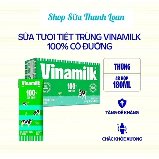 [HSD T11-2024] Thùng 48 Hộp Sữa Tươi Tiệt Trùng Vinamilk 100% Có Đường 180ml