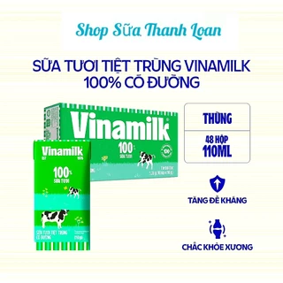 [HSD T11-2024] Thùng 48 Hộp Sữa Tươi Tiệt Trùng Vinamilk 100% Có Đường 110ml ĐỦ VỊ.