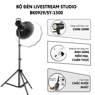 Bộ đèn chụp ảnh studio, livestream SY-1500 công suất cao 200W