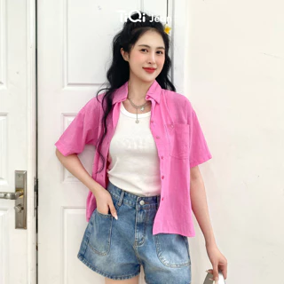 Áo sơ mi nữ tay ngắn TiQi Jeans form rộng nhiều màu A85