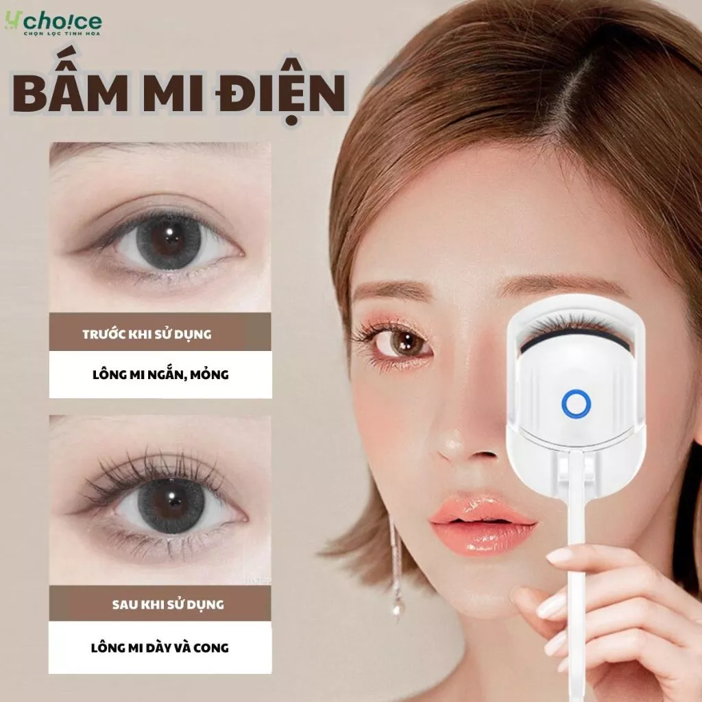 Máy uốn cong lông mi tự nhiên Kẹp bấm mi điện tạo và giữ nếp cong mi lâu hơn bằng 2 chế độ nhiệt.