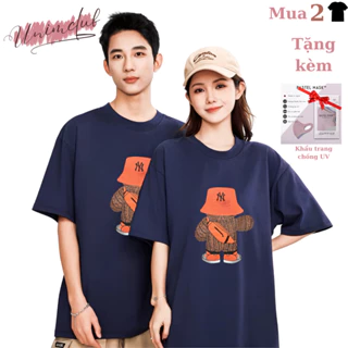 [VẢI 250 GSM] Áo Thun Đôi Gấu Đội Mũ NY Cotton 100% Cao Cấp Định Lượng Vải 250Gsm Cao Cấp Form Unisex Nhiều Màu - AP189