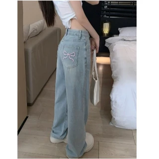 Quần jean ống rộng cạp cao ulzzang , quần bò dáng suông-Minxy shop