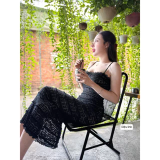 Đầm body ren 2 dây dáng dài ôm dáng xinh sang