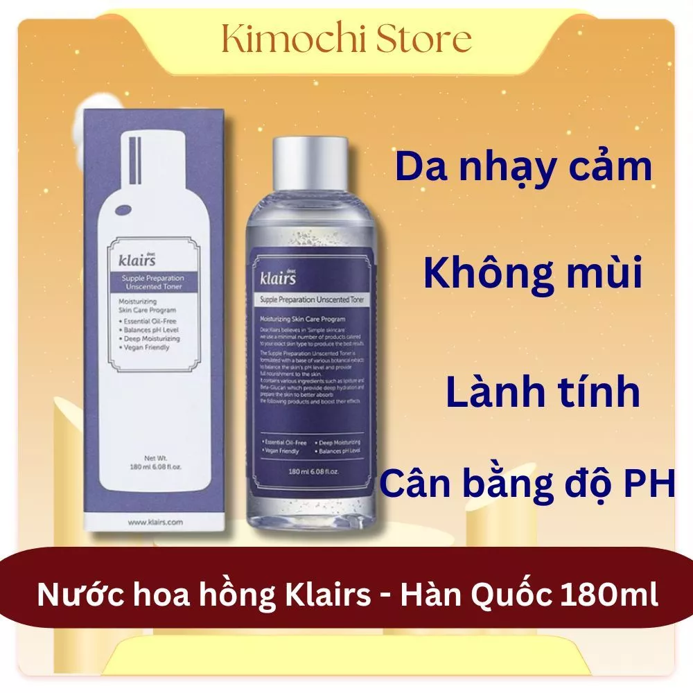 Nước Hoa Hồng Klairs Supple Preparation Unscented Toner 180ml Chính Hãng_ Không Mùi Dành Cho Da Nhạy Cảm MẪU MỚI