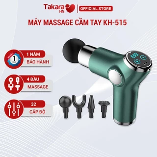 Máy mát xa cầm tay, súng massage trị liệu toàn thân Takara KH515 có 4 đầu thay thế và 32 cấp độ sử dụng BH 12 Tháng