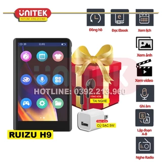 Máy Nghe Nhạc Lossless MP3 MP4 Bluetooth Màn Hình Cảm Ứng 4 inch Ruizu H9