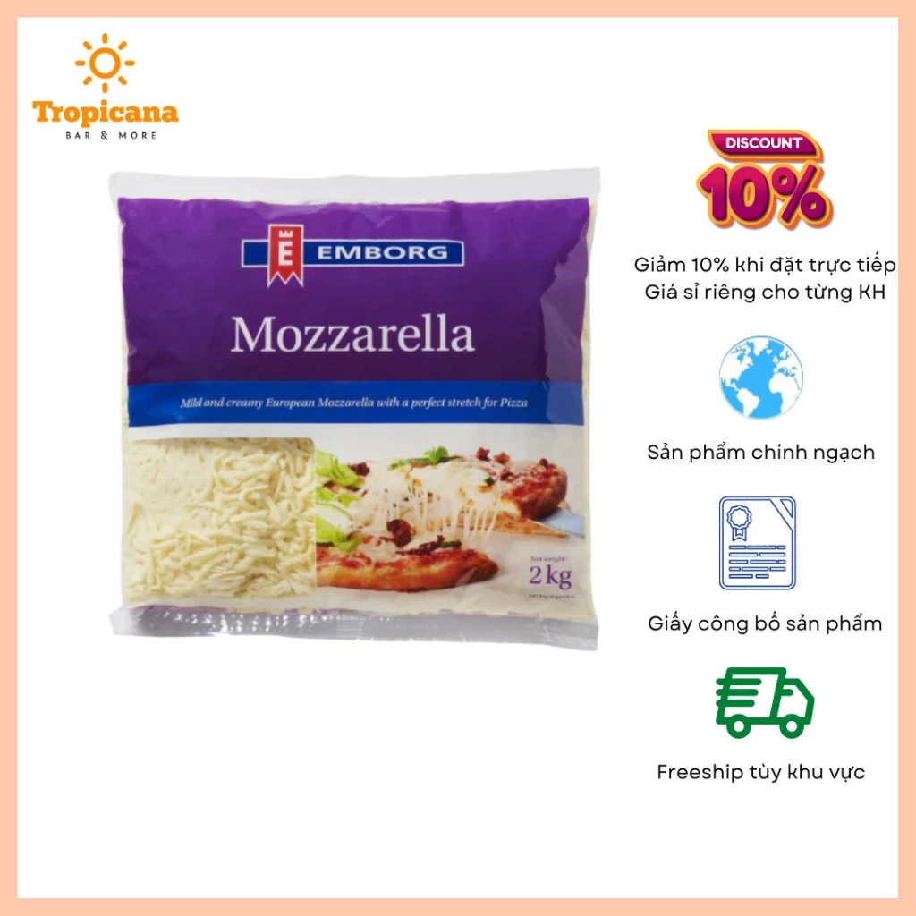 Phô mai Mozzarella Emborg - 2kg & 2.5kg