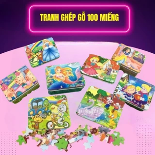 Bộ Đồ Chơi Tranh Ghép 100 Mảnh Tranh Puzzle Hộp Thiếc Cho Bé (SHOP GIAO MẪU NGẪU NHIÊN)