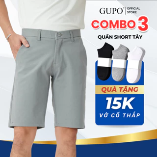 Combo 3 Quần Short Tây Âu Nam GUPO Local Brand Cotton Co Giãn 2 Chiều Form Trên Gối Túi Chéo