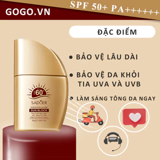 Kem chống nắng làm trắng bảo vệ daSPF 60+  dưỡng ẩm làm trắng  chống thấm nước kiểm soát dầu  làm trắng làm sáng da