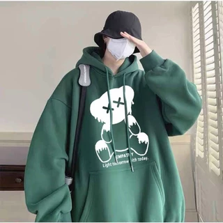 Áo Hoodie Nam Nữ Unisex From Rộng Có Mũ Dáng Thụng Chất Liệu Vải Nỉ Bông In Hình Gấu HD EMPATHY - CHP