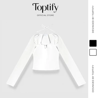 Áo croptop nữ tay dài TOPTIFY cổ thuyền kiểu cột dây yếm khoét ngực Danisa Top AC66