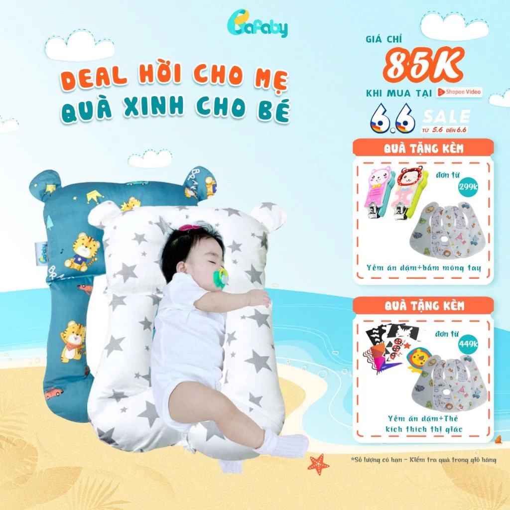 Gối Ôm BAFABY Cho Bé Sơ Sinh Đa Năng Chữ U Chống Giật Mình Chống Méo Bẹp Đầu Siêu Tiện Lợi- 233