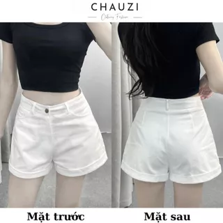 Quần Short KaKi Chauzi Cạp Cao BigSize Gập Gấu MiSoul, Quần Đùi Sắn Gấu Phong Cách Hàn Quốc QD253