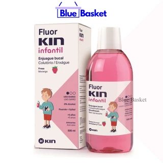 Nước Súc Miệng Ngừa Sâu Răng Trẻ Em Trên 5 Tuổi 500ml Hương Dâu FLUOR KIN CHILDREN INFANTIL Làm Sạch Răng Miệng Dịu Nhẹ