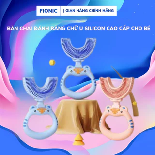 Bàn Chải Đánh Răng Chữ U Cho Bé FIONIC Silicon Cao Cấp Siêu Mềm Sư Tử Từ 2 - 6 Tuổi