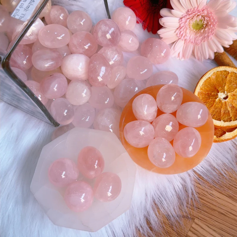 Viên sỏi đá Năng Lượng Thạch Anh Hồng, Đá thiên nhiên mài bóng nhỏ đá Rose Quartz, đá Tumble Healing, tumble Rosequartz