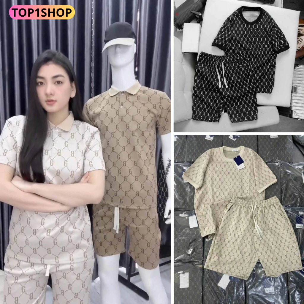 (QUÀ TẶNG_DẦU_GỘI_TỪ SHOP CHUYÊN) SÉT HAI BỘ QUẦN ÁO MÙA HÈ MỚI 2024 PHỐI CỔ POLO VÀ CỔ TRÒN IN NHIỆT B-C CHẤT THUN LẠNH