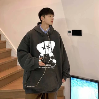 áo khoác hoodie trồng đầu có nón dành cho nam nữ unisex gấu EMPATHY áo khoác nỉ bông có túi phía trước giữ ấm