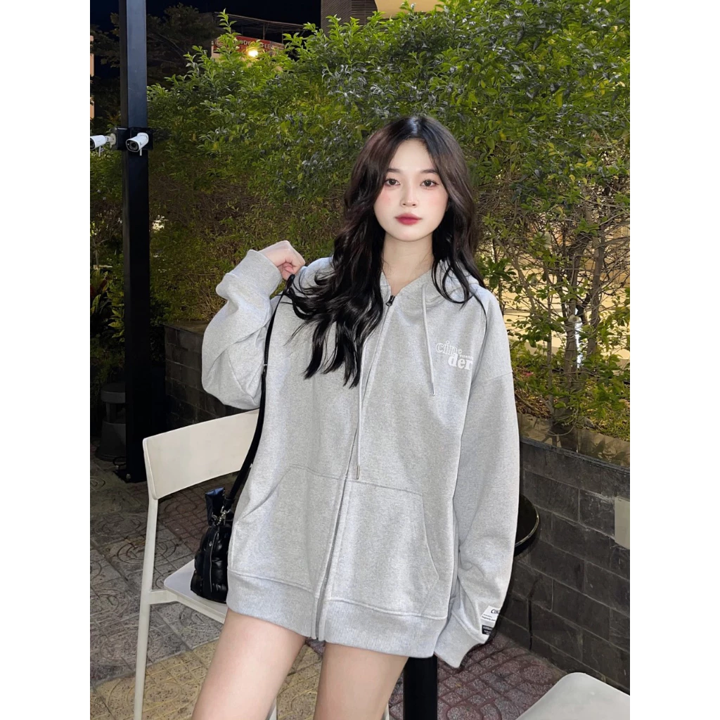 Áo Hoodie Zip Cinder , Áo Khoác Nỉ Bông In Chữ CINDER Form Rộng Nam Nữ Unisex