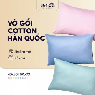 Vỏ gối Cotton Twill Hàn Quốc 50x70 45x65 cm Sen Đá Home Bedding trơn màu, bao áo gối nằm cotton 40s thô lụa cao cấp