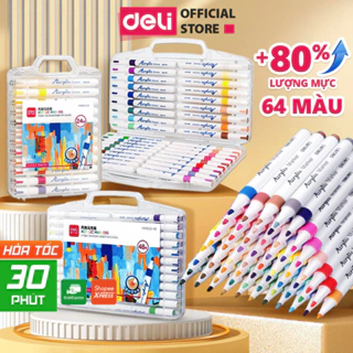 [MỚI] Bút Sơn Acrylic Marker Deli THÊM 80% MỰC - 12/24/36/48/64 Màu Tô Trên Mọi Chất Liệu DIY Vẽ Giày Vải Chai