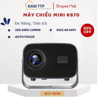 Máy chiếu mini KAW K670 hình ảnh 4K, độ phân giải FULL HD 1080P, kết nối điện thoại, laptop